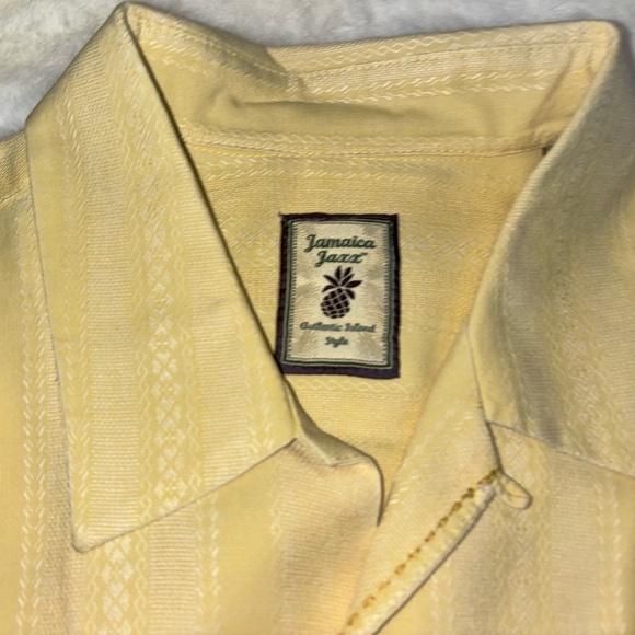 Jamaica Jaxx Yellow Short Sleeved Silk Shirt, Size XL - Picture 4 of 8